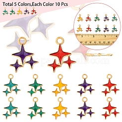 50шт 5 цвета сплава эмалевые подвески&nbsp;ENAM-FS0002-30