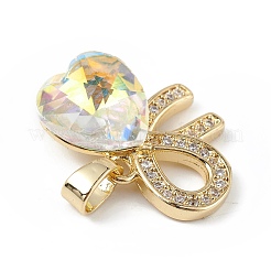 Настоящие 18-каратные позолоченные подвески из латуни с микропаве из прозрачного кубического циркония&nbsp;KK-C015-26G-12