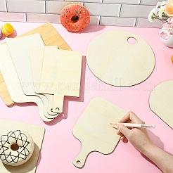 10 шт. 10 стиля прямоугольная деревянная мини-разделочная доска с ручкой&nbsp;AJEW-CJ0001-51