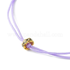 Браслет из латуни со стразами и плетеными бусинами&nbsp;BJEW-JB09521