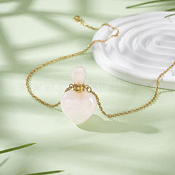 1 шт. ожерелье из натурального розового кварца в виде флакона для духов&nbsp;NJEW-PH0001-37A-03