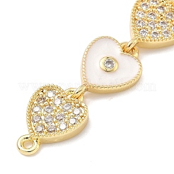 Латунные подвески-сердечки с микропаве из прозрачного кубического циркония в форме сердца&nbsp;KK-H539-14G-03