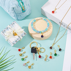 56шт. 4-х цветные стеклянные подвесные украшения&nbsp;HJEW-GA00044