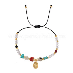 Регулируемые браслеты из смешанных камней на черном шнурке для женщин&nbsp;RN6049