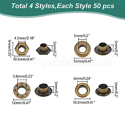200 шт. 4 стиля латунных люверсов для обуви&nbsp;KK-WR0001-22