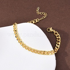 Латунные кубинские звенья цепи браслеты для женщин&nbsp;BJEW-C140-10G