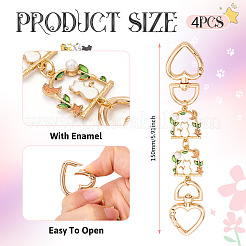 4 шт. 4 цвета ремешок для сумки в форме кошачьей спины из сплава с эмалевым сердцем&nbsp;AJEW-TAC00035