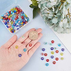 180 шт. 6-цветные плоские круглые стеклянные бусины миллефиори ручной работы&nbsp;FIND-SC0003-60