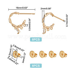 8 шт. серьги-гвоздики из латуни с конским глазом и прозрачным кубическим цирконием&nbsp;KK-UN0001-30
