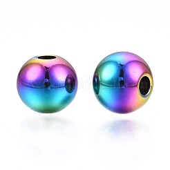 Стойка покрытие радужного цвета бусины из нержавеющей стали 304&nbsp;STAS-S119-081E-01