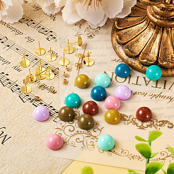 Комплекты украшений для самодельных полукруглых сережек-гвоздиков из непрозрачной смолы&nbsp;DIY-TA0010-78