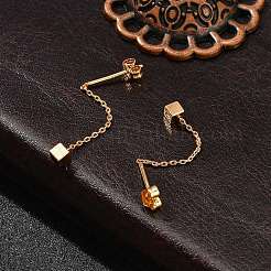 Серьги-гвоздики с кисточками из латуни&nbsp;LS-EJEW-D321-01G