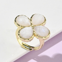 Регулируемые кольца для женщин с ограненными натуральными драгоценными камнями&nbsp;RJEW-A092-01G