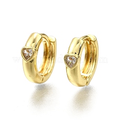 Латунные серьги-кольца из прозрачного кубического циркония&nbsp;EJEW-H157-06G