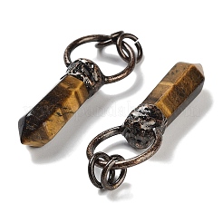 Ограненные подвески-пули с натуральным тигровым глазом&nbsp;G-A221-03F