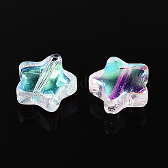 Гальванизируйте прозрачные стеклянные бусины&nbsp;GLAA-T025-30C