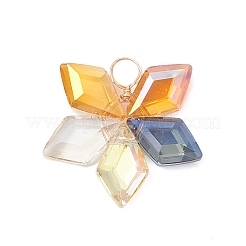 9 шт. 3-цветные подвески из гальванизированного стекла в форме ромба&nbsp;PALLOY-JF04507