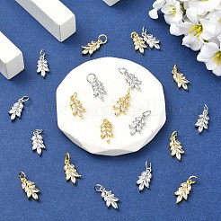 10 шт. подвески из латуни с паве из кубического циркония в двухцветной стойке&nbsp;KK-YW0004-32