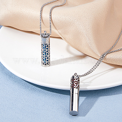 2 стиль 304 нержавеющая сталь коробка цепь полые колонны флакон духов подвеска ожерелья&nbsp;NJEW-FH0001-19