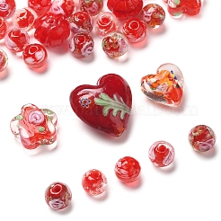 38 шт. 9 стиля бусины ручной работы из золотистого песка в технике лэмпворк&nbsp;LAMP-FS0001-37