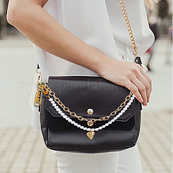 Алюминиевые цепочки-панцири и круглые белые акриловые бусины с имитацией жемчуга&nbsp;HJEW-HS00068