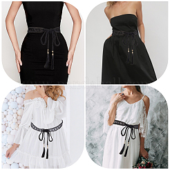 1 шт. хлопковые и льняные цветочные кружевные пояса с кисточками для талии и живота&nbsp;AJEW-GF0012-32C