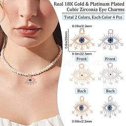 8 шт. 2 цвета латунные подвески с микропаве и кубическим цирконием&nbsp;KK-BBC0002-55