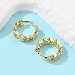 Серьги-кольца из латуни с микропаве из кубического циркония&nbsp;EJEW-N011-03G