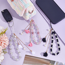 3 шт. 3-цветные ремешки для мобильного телефона со стразами из полимерной глины и стекла&nbsp;HJEW-PH01981