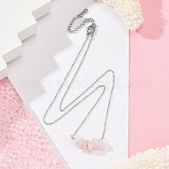 Ожерелья с подвесками из натурального розового кварца&nbsp;NJEW-JN05097-01