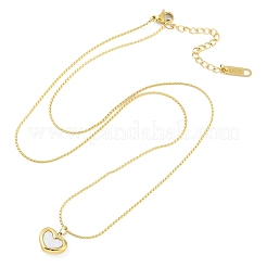 Ионное покрытие (ip) 304 нержавеющая сталь pave ракушка сердце кулон ожерелья для женщин&nbsp;NJEW-K276-32G