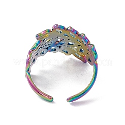 Ионное покрытие (ip) 304 нержавеющая сталь ажурный лист открытый манжета кольцо для женщин&nbsp;RJEW-C045-16M