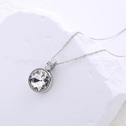Нержавеющая сталь паве прозрачные кубические цирконии плоские круглые подвески ожерелья для унисекс&nbsp;UI2197