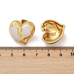 Серьги-гвоздики с эмалью из нержавеющей стали 304 в форме сердца&nbsp;LS-EJEW-M105-03G