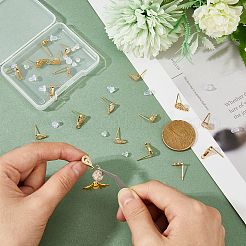 20 шт. 2 стильных каплевидных серег-гвоздиков из латуни с микропаве из кубического циркония&nbsp;KK-DC0003-04