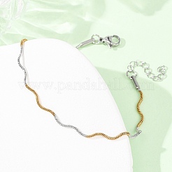 Браслеты-цепочки в форме волны из нержавеющей стали 304 для женщин&nbsp;BJEW-G780-03GP