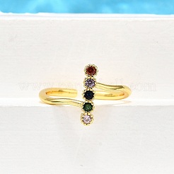 Манжеты из латуни с микро паве кубический цирконий для женщин&nbsp;RJEW-H247-17G