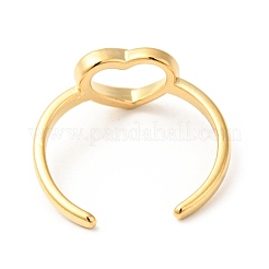 Ионное покрытие(ip) 304 нержавеющая сталь сердце открытое кольцо манжета для женщин&nbsp;RJEW-I085-09G