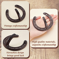 4 шт. чугунных крючков для одежды в форме подковы&nbsp;AJEW-GA0009-22B