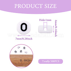 500 шт. Акриловые бусины с горизонтальным отверстием и буквами&nbsp;OACR-YS0001-03O