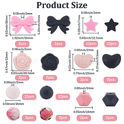 68 шт. 14 стиля печатных силиконовых фокусных бусин&nbsp;SIL-PA0001-14