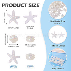 26 шт. 2 стиля УФ-покрытие океанская тематика прозрачные смоляные кабошоны&nbsp;CRES-TA0001-54