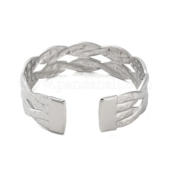 Не тускнеющие плетеные открытые браслеты-манжеты из нержавеющей стали 304&nbsp;BJEW-M316-04P