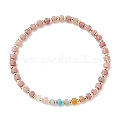 7 шт. браслет из натуральных и синтетических смешанных драгоценных камней и латунных бусин&nbsp;BJEW-JB13334