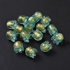 Ручной золотой фольги стеклянные бусины Lampwork&nbsp;X1-LAMP-G158-02C