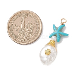 Подвески из окрашенной синтетической бирюзы и искусственного жемчуга из АБС-пластика&nbsp;PALLOY-JF04856