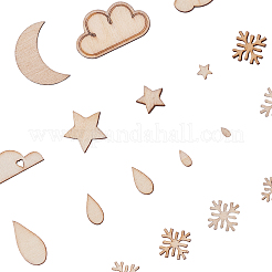 100шт деревянные кабошоны на тему погоды&nbsp;WOOD-CJ0001-33