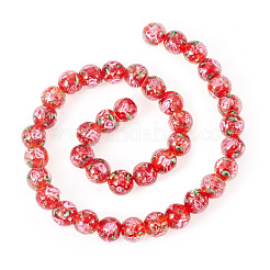 1 нить бусины ручной работы из песочного золота в технике лэмпворк&nbsp;LAMP-TA0002-09C