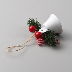 Рождественский железный колокольчик с подвесными украшениями из пластиковых листьев&nbsp;FIND-WH0126-146A