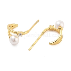 925 серьги-гвоздики из стерлингового серебра с микропаве из прозрачных кубических цирконий для женщин&nbsp;EJEW-F342-03G